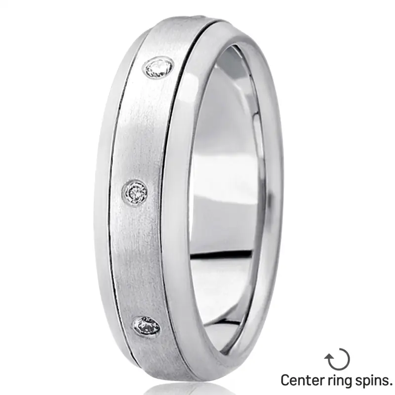 10K white gold 5.5mm. satin diamond-contemporary-round-wedding-band - alternate view 2