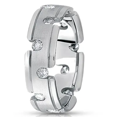 10K white gold 7mm. satin diamond-classic-round-wedding-band - alternate view 4 thumbnail