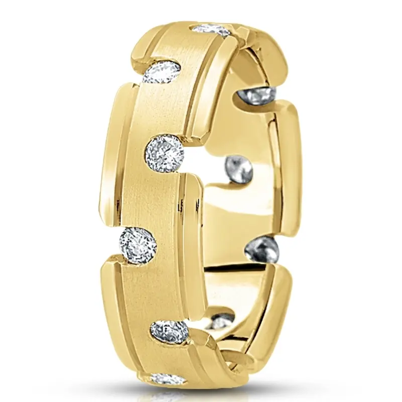 10K yellow gold 7mm. satin diamond-classic-round-wedding-band - alternate view 7