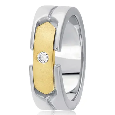 Contemporary Diamond 8mm Wedding Band