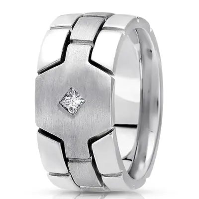 Sturdy Princess Cut Diamond 10mm Wedding Band - view 2 of 4