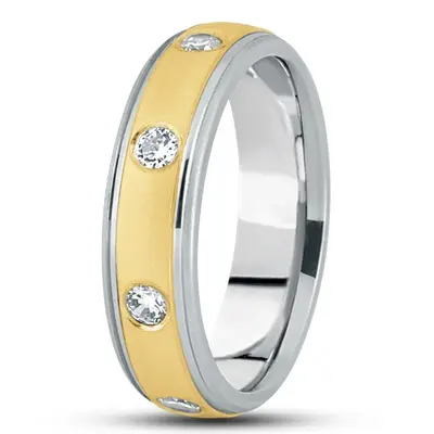 Classic Step Edge Diamond Wedding Ring - view 1 of 4