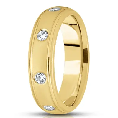 Classic Step Edge Diamond Wedding Ring - view 3 of 4