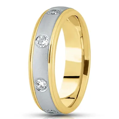 Classic Step Edge Diamond Wedding Ring - view 4 of 4