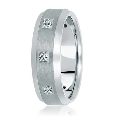 Beveled Edge Princess Cut Diamond Wedding Ring - view 2 of 4