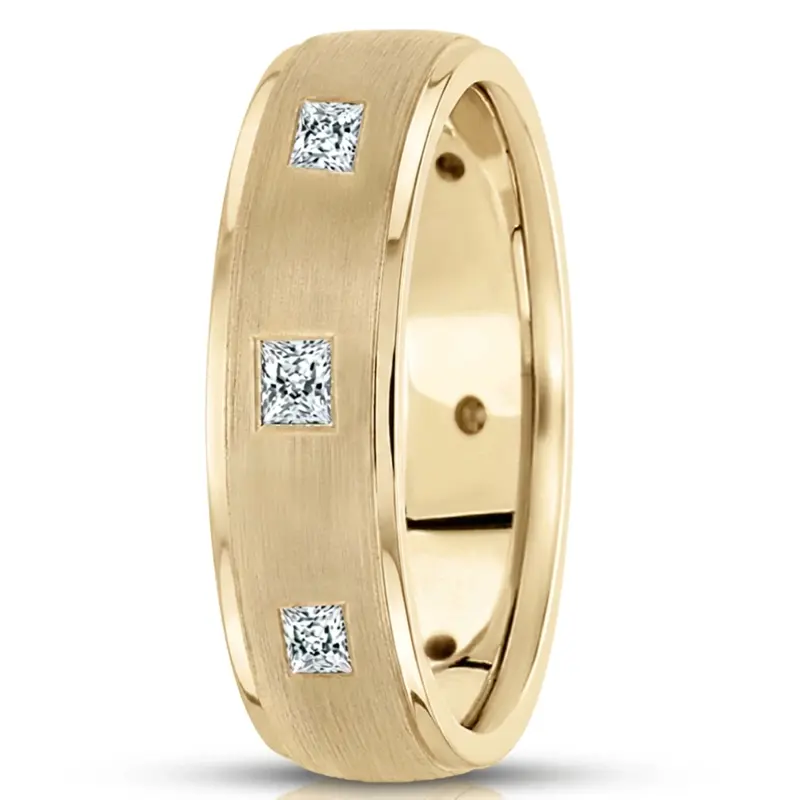 10K yellow gold 6mm. satin Diamond-classic-princess-cut-wedding-band - alternate view 2