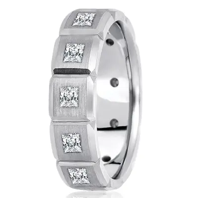 Rectangular Cut Diamond Wedding Ring - view 1 of 2