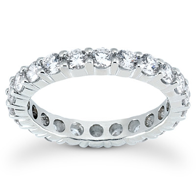 1.54 ct. Round Cut Prong Set Diamond Eternity Wedding Band 1 - view 1