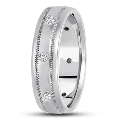 Modern Milgrain Diamond 6mm Wedding Ring - view 2 of 2