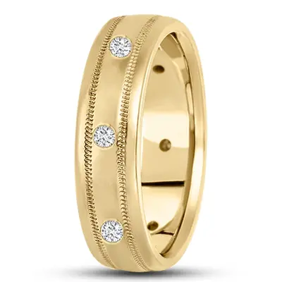 Modern Milgrain Diamond 6mm Wedding Ring - view 1 of 2