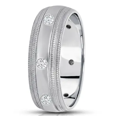 Double Milgrain Diamond Wedding Ring - view 3 of 4