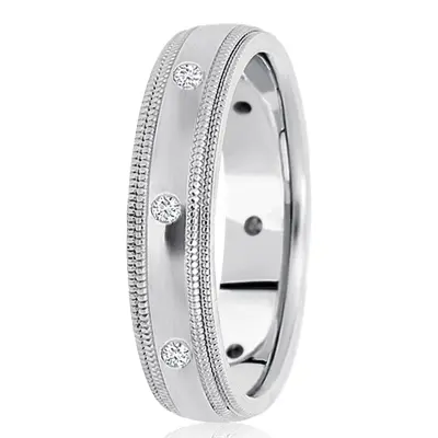 Double Milgrain Diamond 5mm Wedding Ring
