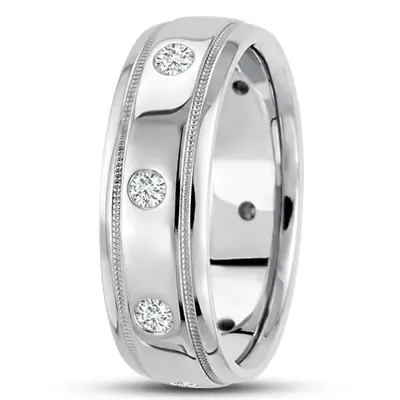 Milgrain Round Cut Diamond Wedding Band alternate view
