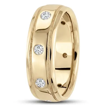 Milgrain Round Cut Diamond Wedding Band - view 3 of 4