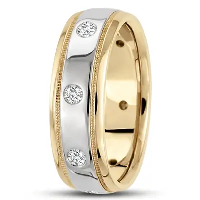 Milgrain Round Cut Diamond Wedding Band