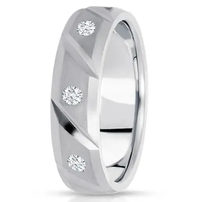 Diagonal Cut Diamond Wedding Ring - view 1 of 2