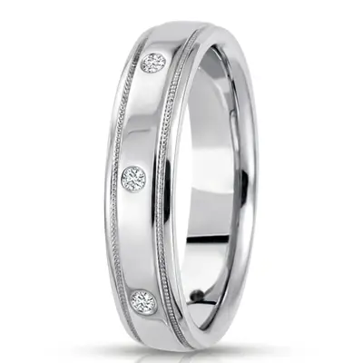Modern Round Cut Diamond 5mm Wedding Band alternate view