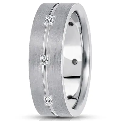 Grooved Center Diamond 7mm Wedding Band - view 2 of 4