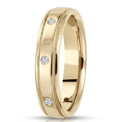 Modern Round Cut Diamond 5mm Wedding Band