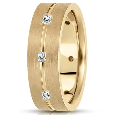 Grooved Center Diamond 7mm Wedding Band - view 3 of 4