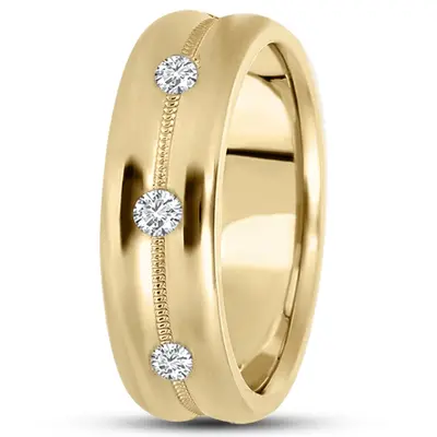 Concave 3-Stone Diamond Wedding Ring - view 4 of 4