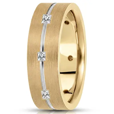 Grooved Center Diamond 7mm Wedding Band - view 1 of 4
