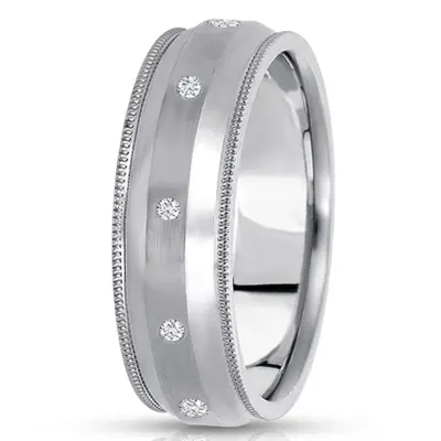 Beveled Milgrain Diamond Wedding Ring - view 2 of 4