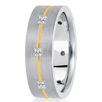 Grooved Center Diamond 7mm Wedding Band - view 4 of 4