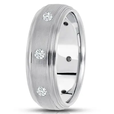 Modern Round Cut Diamond Wedding Band alternate view