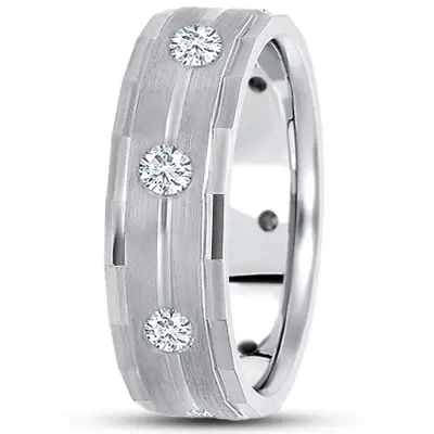 Angular Cut Edge Diamond Wedding Band alternate view