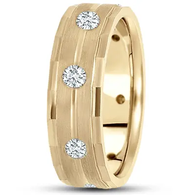 Angular Cut Edge Diamond Wedding Band - view 3 of 4