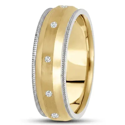 Beveled Milgrain Diamond Wedding Ring - view 3 of 4