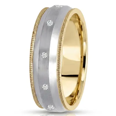 Beveled Milgrain Diamond Wedding Ring - view 1 of 4