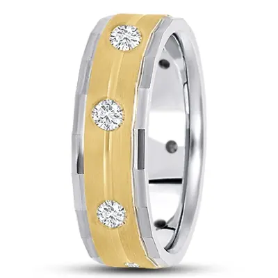 Angular Cut Edge Diamond Wedding Band
