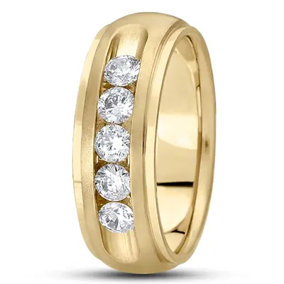 Step Edge Channel Set Five Diamond Wedding Ring alternate view