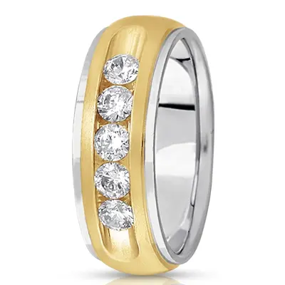 Step Edge Channel Set Five Diamond Wedding Ring - view 4 of 4