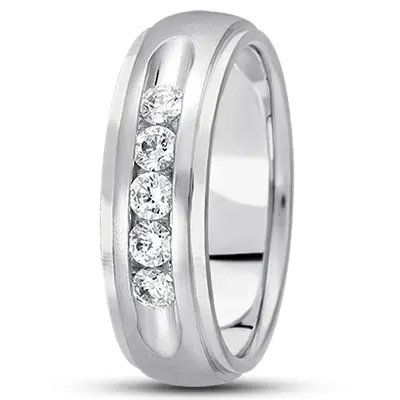 Step Edge Channel Set Diamond Wedding Band - view 2 of 4