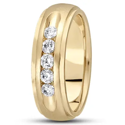 Step Edge Channel Set Diamond Wedding Band - view 3 of 4