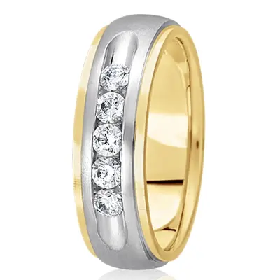 Step Edge Channel Set Diamond Wedding Band - view 4 of 4