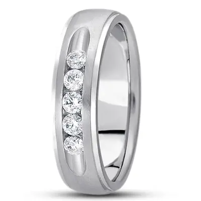 Step Edge Channel Set Diamond Wedding Ring - view 2 of 4