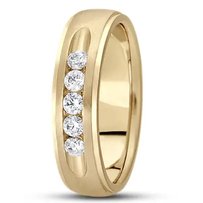 Step Edge Channel Set Diamond Wedding Ring - view 3 of 4