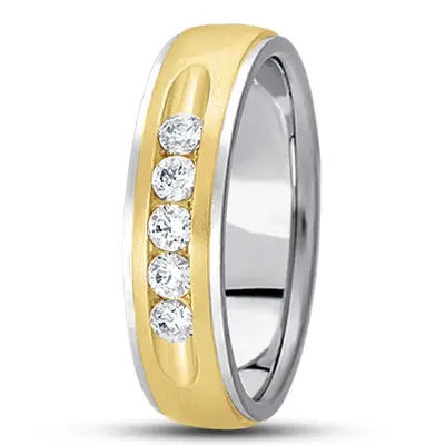 Step Edge Channel Set Diamond Wedding Ring - view 1 of 4