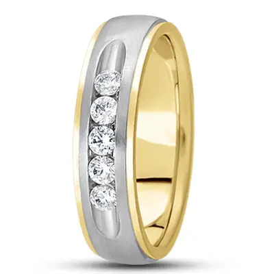 Step Edge Channel Set Diamond Wedding Ring - view 4 of 4