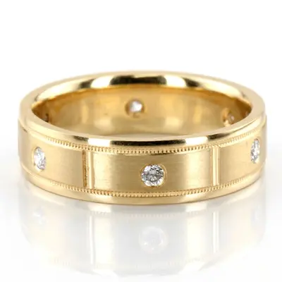 Shiny Edge Milgrain Diamond Wedding Ring  - view 1 of 2