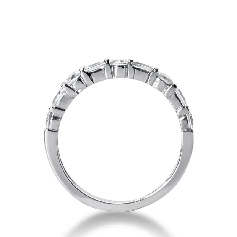14K white gold Round and Baguette Cut Bar Set Woman Diamond Ring (3/4 ct. tw.) - alternate view 4