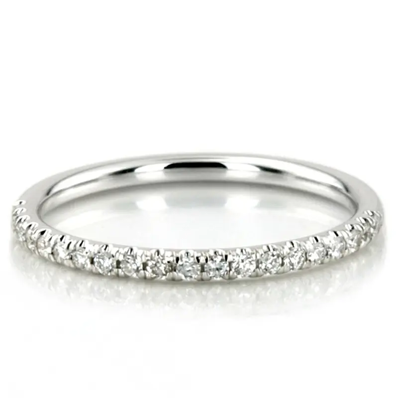14K white gold Elegant Ladies Scalloped Pave Diamond Wedding Band (0.15 ct. tw.) - alternate view 2