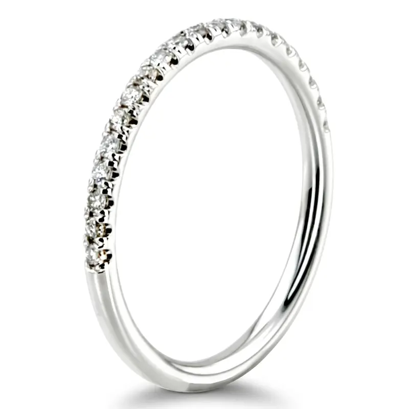 14K white gold Elegant Ladies Scalloped Pave Diamond Wedding Band (0.15 ct. tw.) - alternate view 3