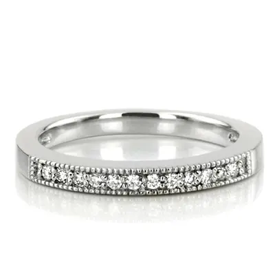 Milgrain Edge Bead Set Round Diamond Wedding Band (1/8 ct. tw.)