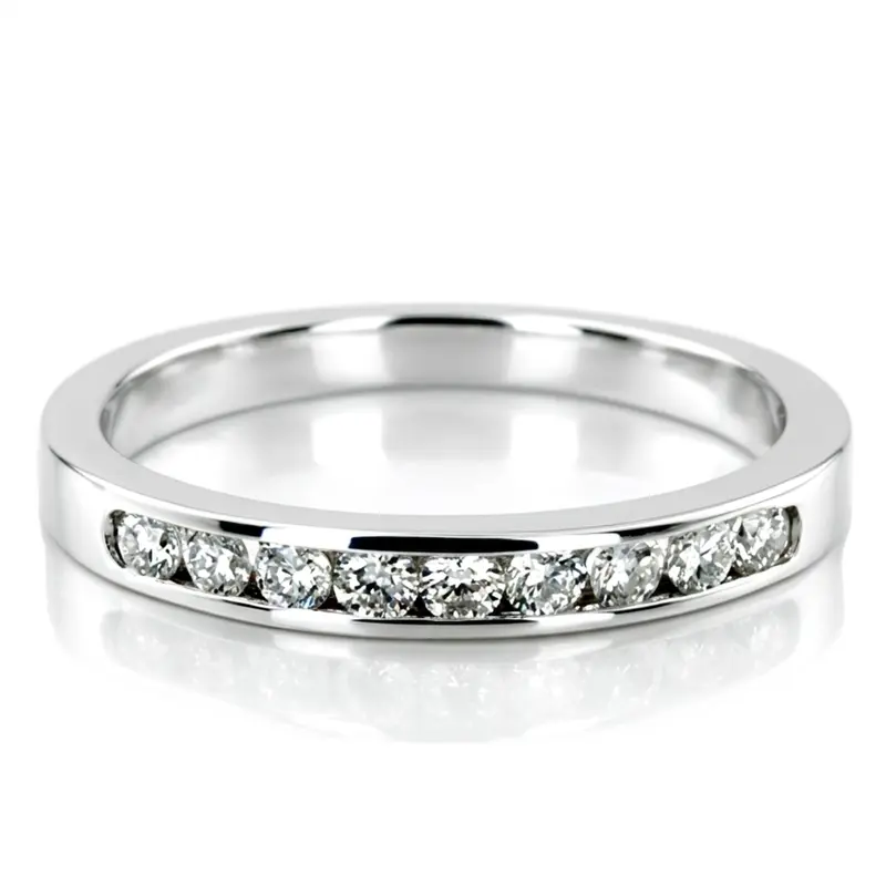 14K white gold 9 Stone Channel Set Brilliant Round Diamond Anniversary Ring (1/4 ct. tw.) - main view