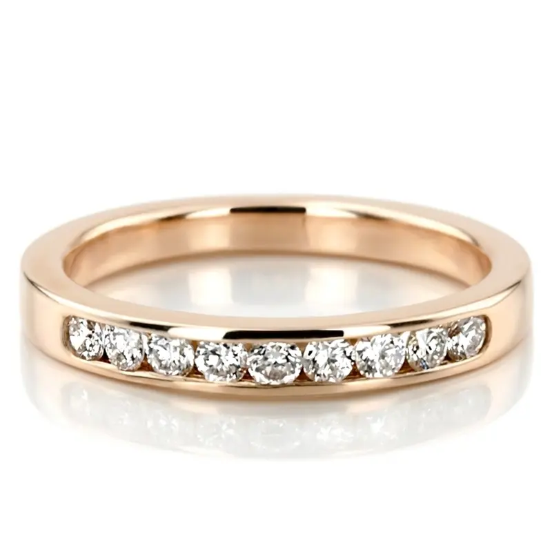 14K white gold 9 Stone Channel Set Brilliant Round Diamond Anniversary Ring (1/4 ct. tw.) - alternate view 2